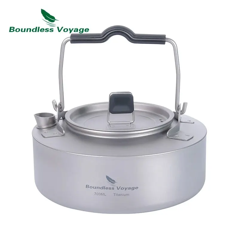 Boundless Voyage Titanium 700/1000ml Tea Kettle with Folding Handle Outdoor Camping Cookware Ultralight Portable Teapot kitchen utensils,camping cookware,camping cookware set,coffee and tea kettle