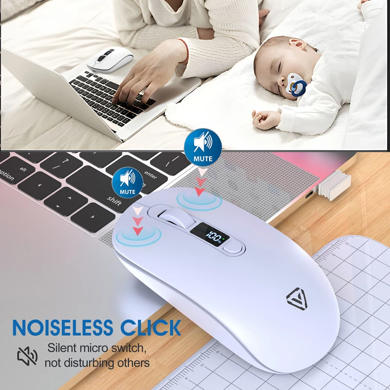 Wireless Rechargeable Bluetooth Mouse - Silent & Ergonomic for Enhanced Productivity
