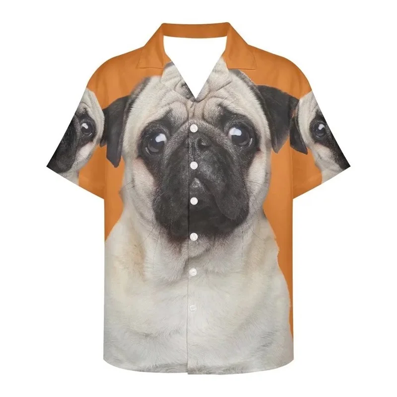 thumbnail image 1 of Camisas hawaianas con estampado de tigre y ciervo para hombre, blusas informales de manga corta para fiesta, abotonadas, para verano, 1 of 5