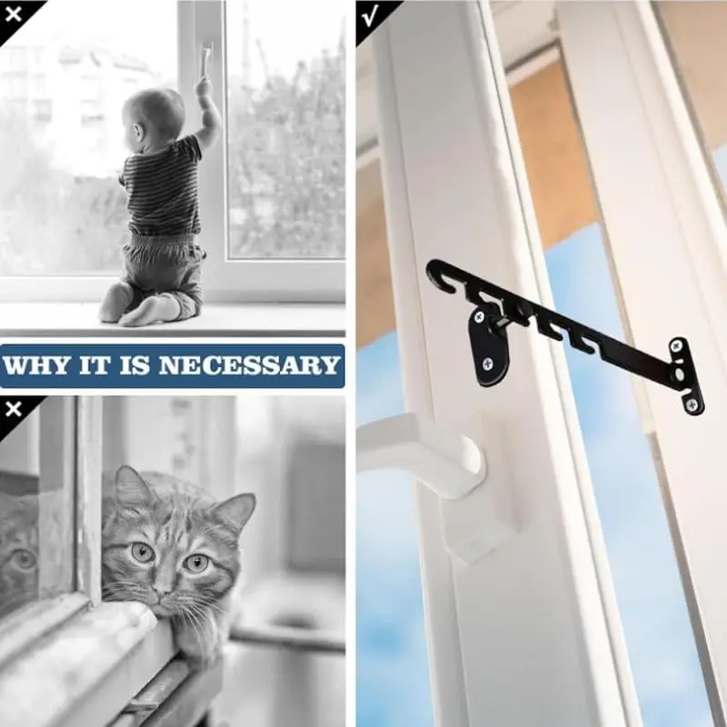 Description Picture 3 of itemWindow Locks Child Safety Window Support Hook Latches Adjustable Limiter Latch Security Bars Flat Cats Child Door Stay Open