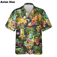 2025 Hawaii Cocktail Shirt For Mens Clothes Drink Juice Summer Shirts Button Clothing Short Sleeve Lapel Blouse Aloha Unisex Top 1
