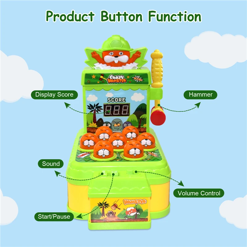 Whack Game Mole Toy Pounding Toys Toddler Toys Mini Electronic Arcade Game Developmental Interactive Toy Indoor Board Games