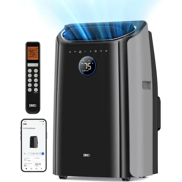 Dreo Portable Air Conditioners, 12,000 BTU Air Conditioner for Bedroom with Drainage-free Cooling, 46dB Quiet, APP/Voice/Remote 1