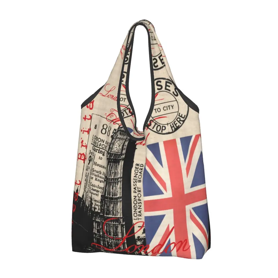 Urban Backwoods Vintage Union Jack Cotton Shopper Bag - Reusable, 38x42cm, 140g/m² Quality - View #3