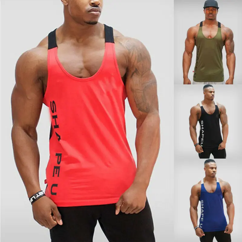 

Men Casual Bodybuilding Sport Fitness Workout Vest Muscle Sleeveless Shirt Tank Top Plus Size M-2XL