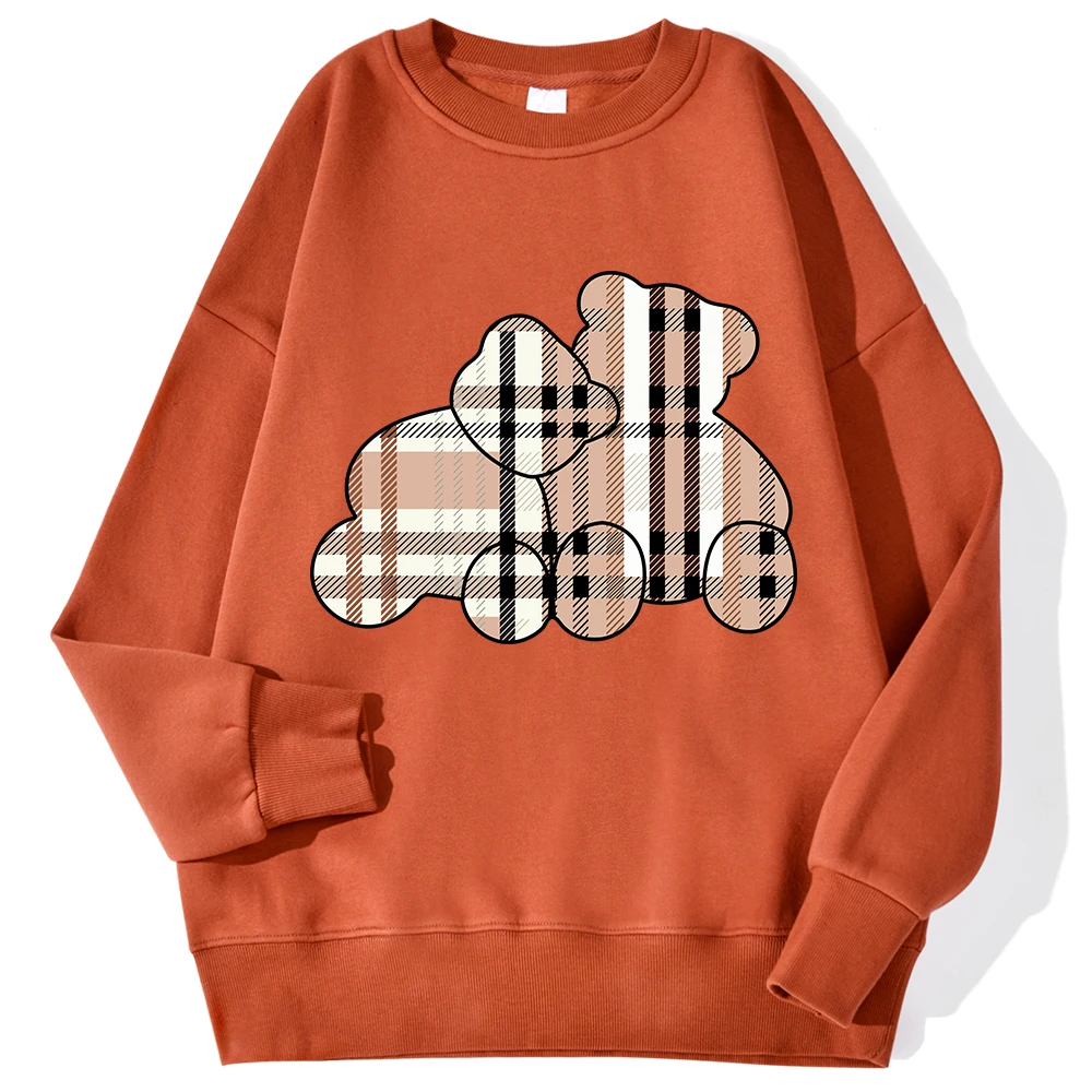 Casual Women Sweatshirts Teddy Bear Printing Hoodies Comfortable Fleece Soft Pullover Fashion Crewneck Loose Female Tops Clothes 5