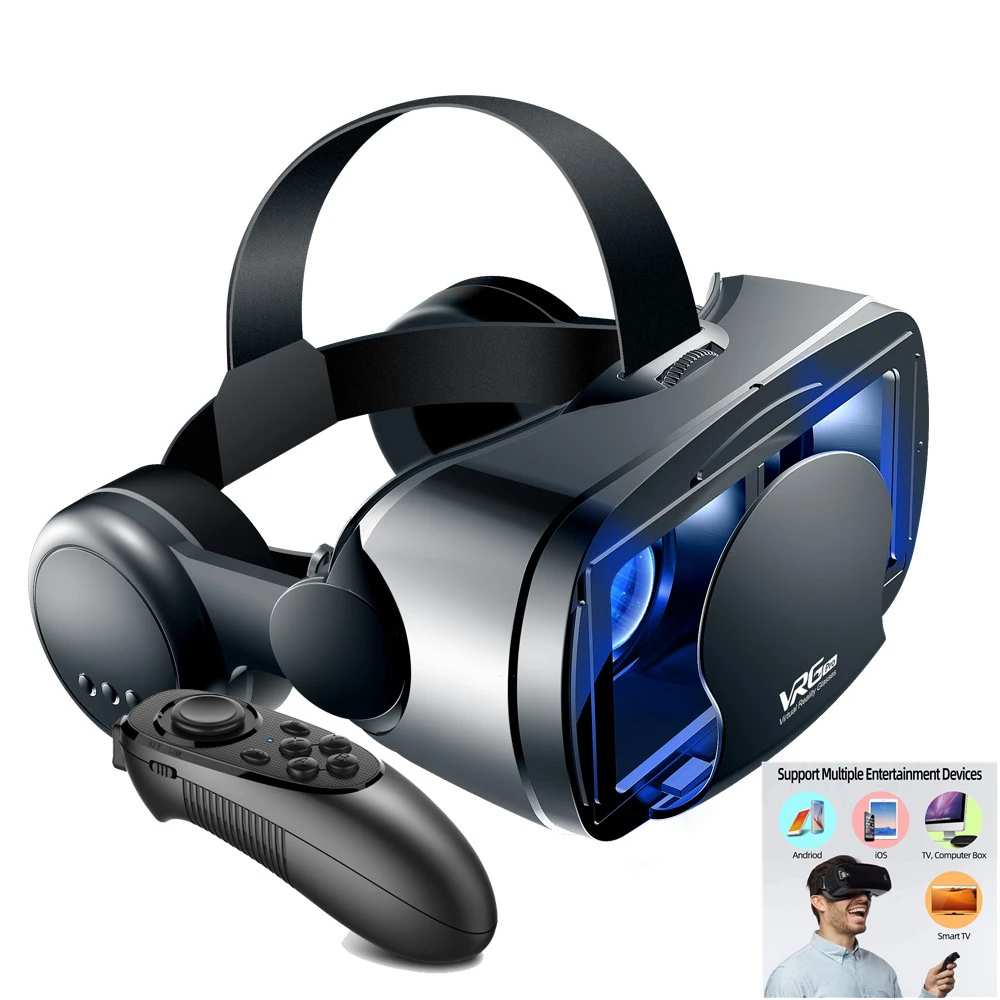 VRGPRO 3D Helmet Virtual Reality VR Glasses Blue lens Smartphones 3D Glasses Support VR Headset For Mobile Phone for Youtube