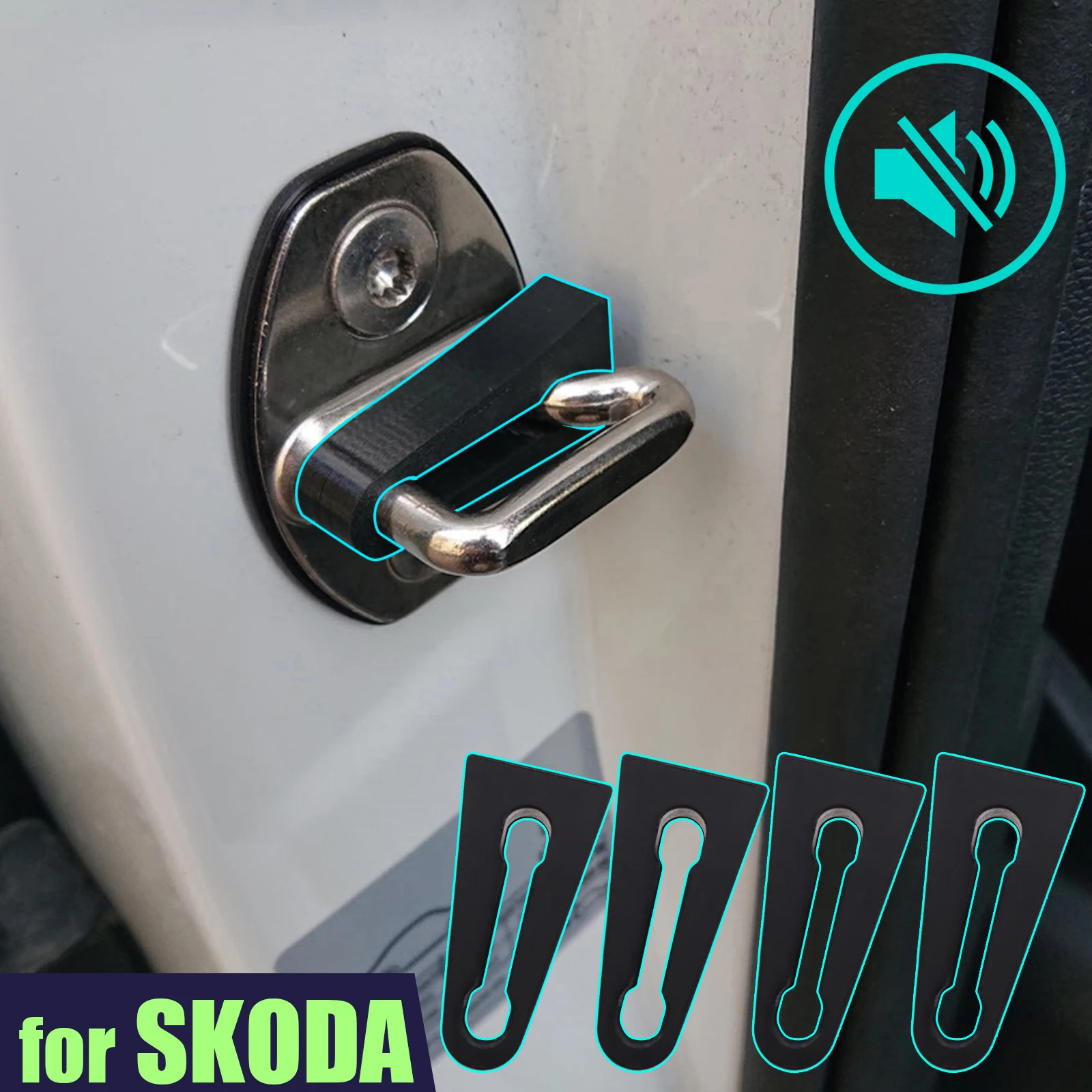 Door Lock Damper Buffer Deaf Seal Stopper Deadener for Skoda Fabia Kodiaq Octavia Rapid Superb Yeti Soundproof Insulation