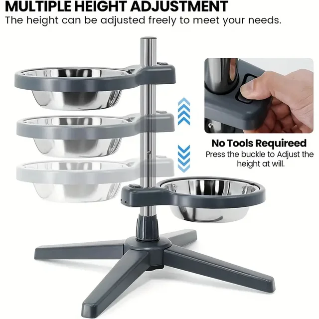 Lift dog bowl, detachable pet bowl, stainless steel food bowl, cat bowl, anti knock rack bowl, dog bowl 3