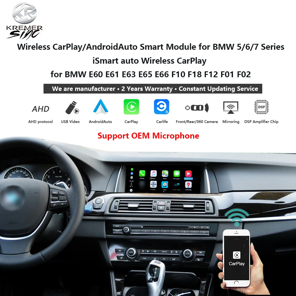 Wireless Carplay Android Auto For Bmw 5/6/7 Series E60 E61 E63 E65 E66