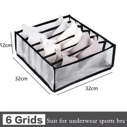 Foldable Underwear and Socks Organizer with Dividers - Breathable Mesh Wardrobe Storage Box (Black-6grids)