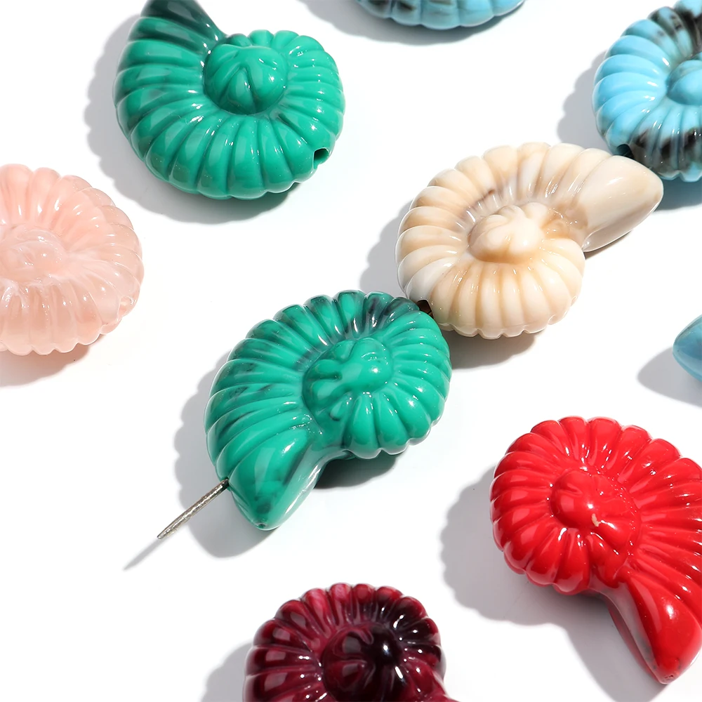 6pcs Mixed Color 32x41mm Conch Shell Acrylic Charms Pendant DIY Beach Jewelry Making Bracelet Keychain Necklace Accessories