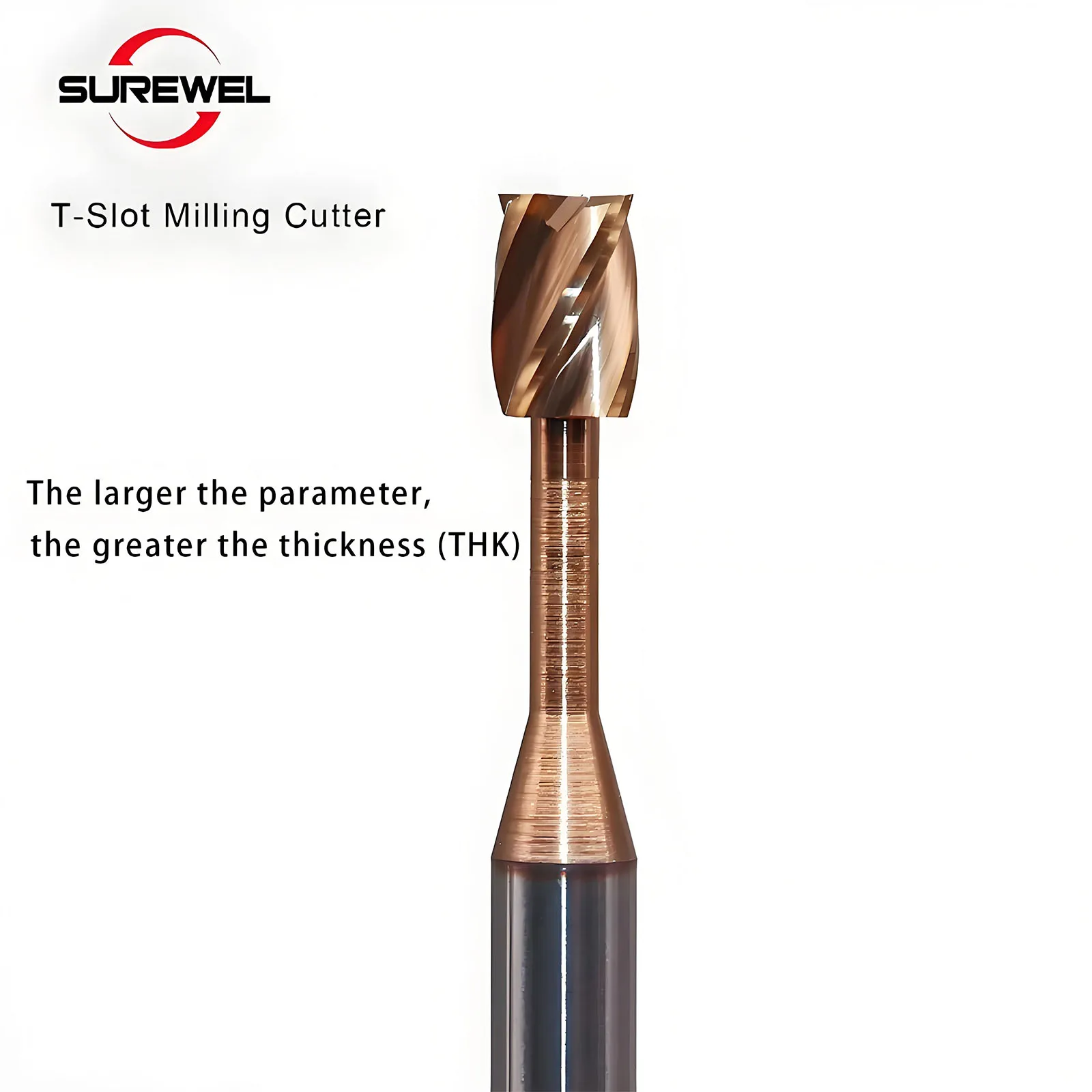 SUREWEL D10-0.3-5D-D10-60L, HRC60 VHM T-Nutfräser 10mm