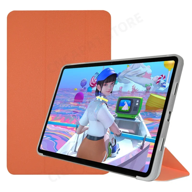 Capa de Suporte Tri-dobrável para Teclast T60 Tablet de 12 pc Couro Fólio pu Funda com Casca Traseira Tpu Sono Automático Inteligente Despertar - Imagem 2