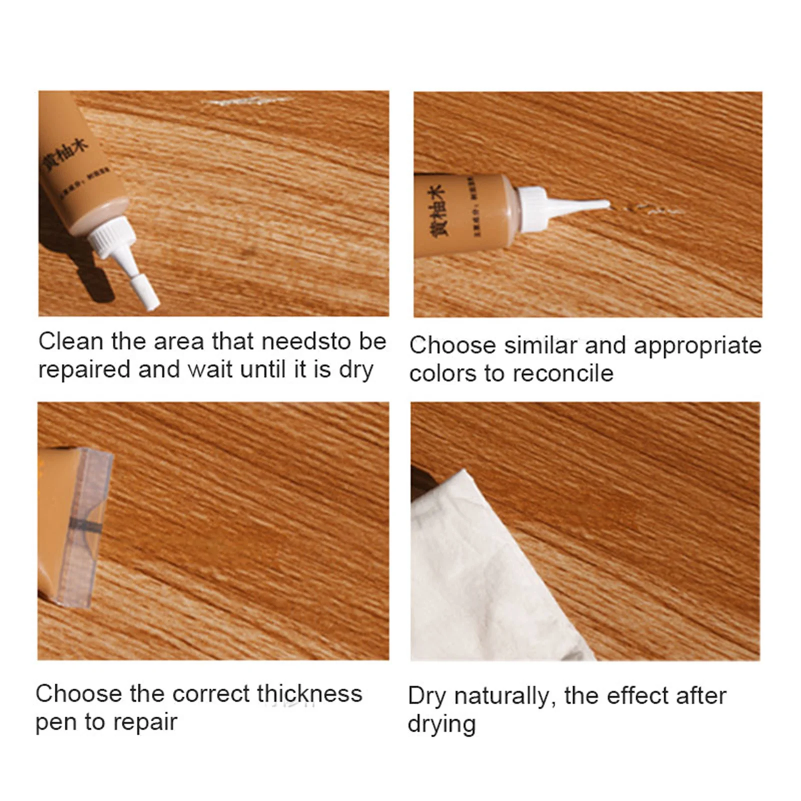 Premium Wood Filler for Floor Scratch and Paint Repair - Oak, Veneer, Walnut Color