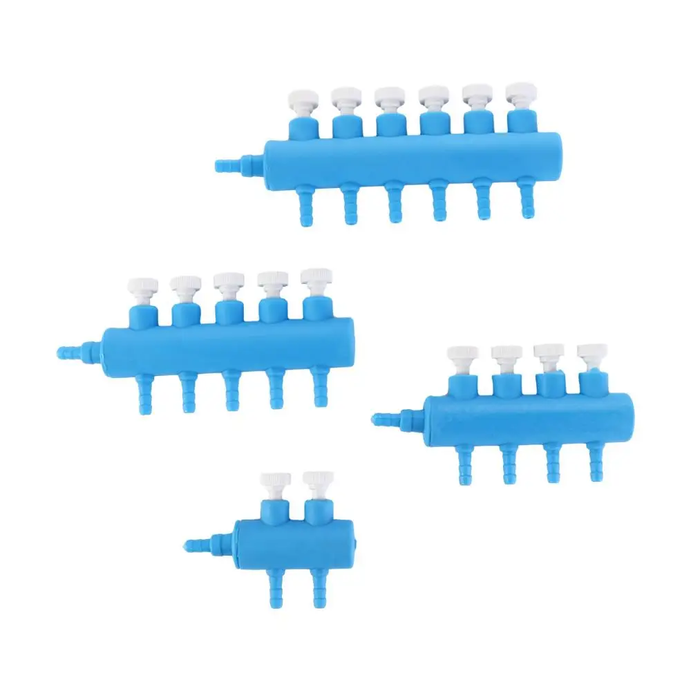 Aquarium Air Control Valves Blue Plastic 2-6 Ways Fish Tank Split-flow Air Pump Accessories