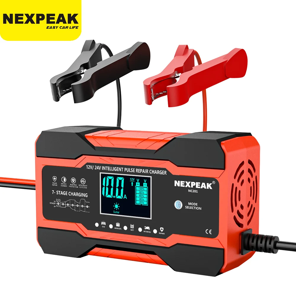 NEXPEAKNC201CarBatteryCharger12v10A24v5AFullyAutomaticWet