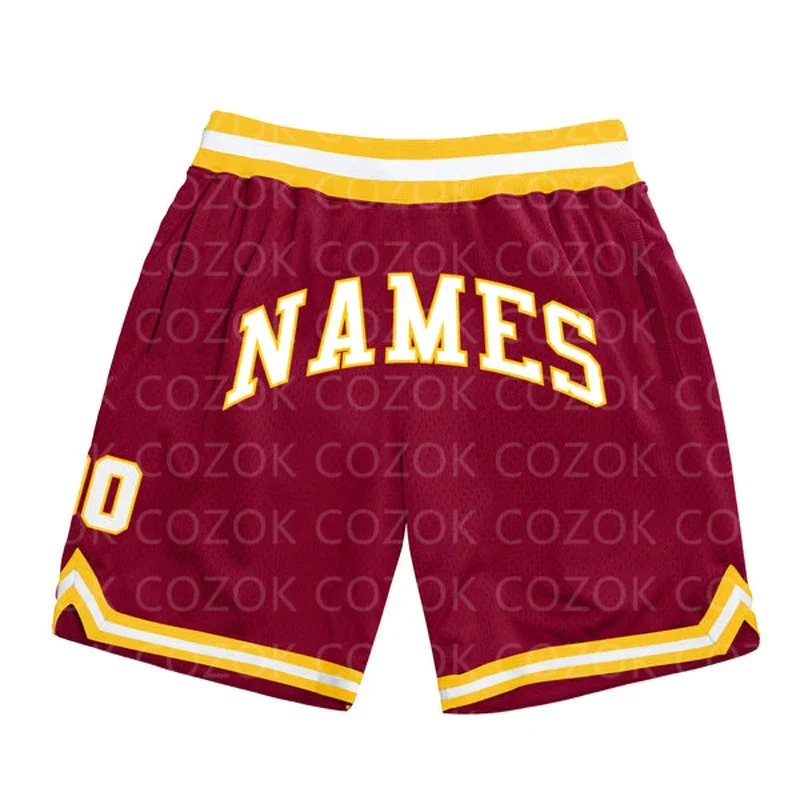 

Custom Red Dark Authentic Basketball Shorts 3D Printed Men Shorts Your Name Mumber Quick Drying Beach Shorts