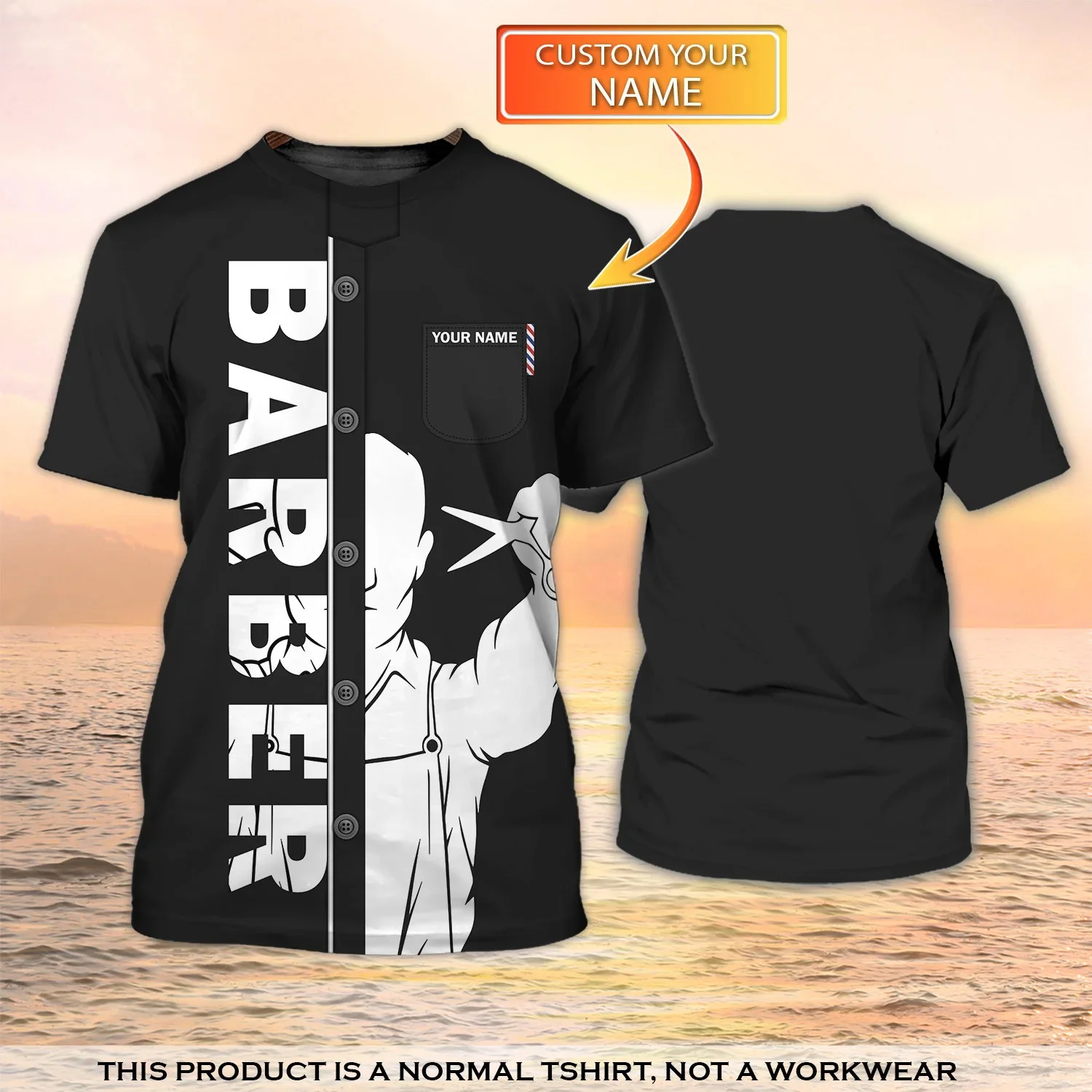 Neueste Sommer männer T-shirt Barber Shop Personalisierte Name 3D Gedruckt t shirt Unisex Casual Tops Klassische Barber Uniform DW160 – Detail 21