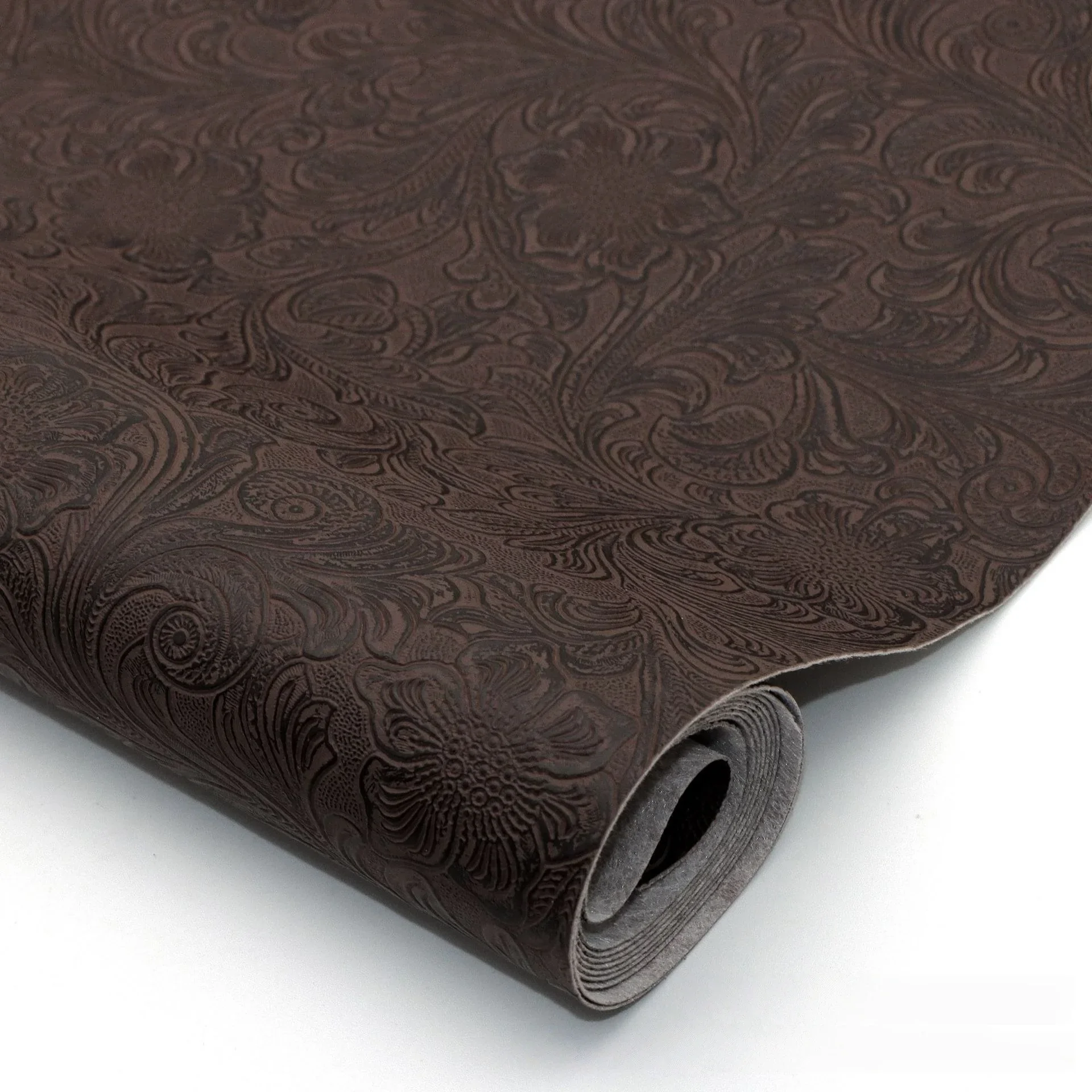 Vintage Floral Texture Non-Adhesive Faux Leather Fabric for Crafting and Decoration
