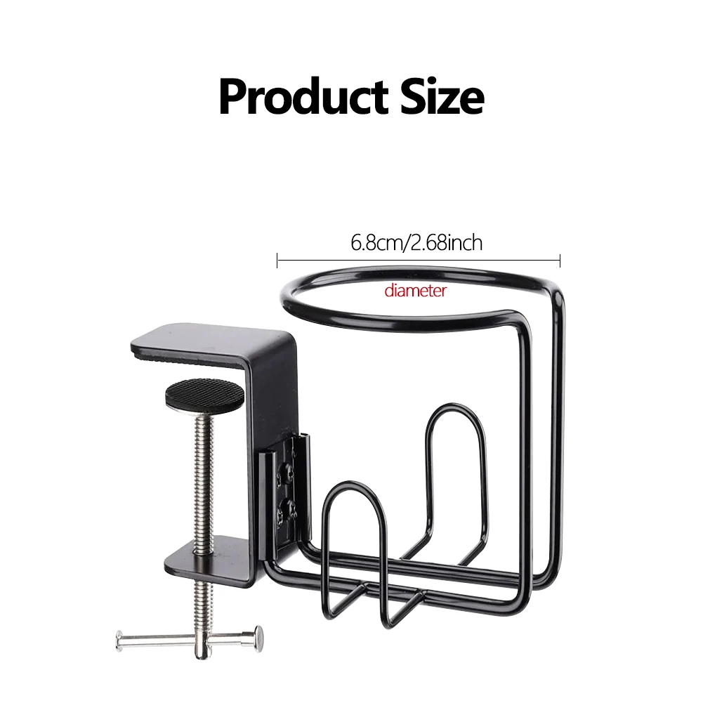 Home Clip On Table Cup Holder Horizontal Vertical Mount Anti Spill Office Desktop Mug Rack Metal Clamp Water Bottle Storage Tray cup storage holder