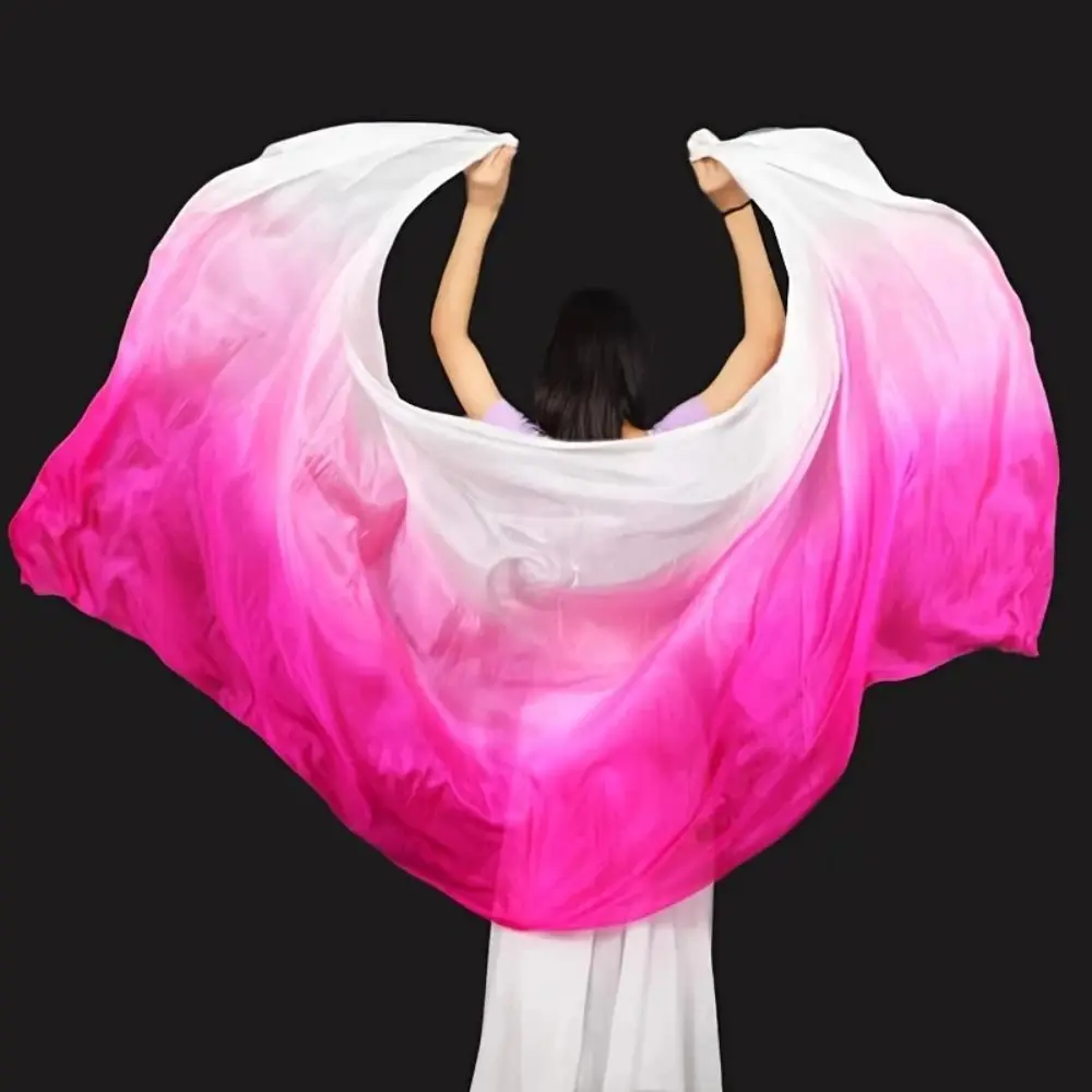 Costumes Accessories 100% Silk Belly Dance Veils Gradient Color 250cmx120cm Latin Belly Dance Shawls Light Texture Women Scarf