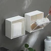 1pc Wall Mounted Cotton Pad Storage Boxes Dustproof Bathroom Organizer For Cotton Swabs Makeup Adhesive Jewelry Holder Box 2