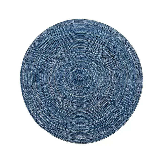 Placemats for Dining Table 1 PC,Heat-Resistant Placemats Stain Resistant Anti-Skid Washable PVC Woven Vinyl Tableware Mat,INS Blue
