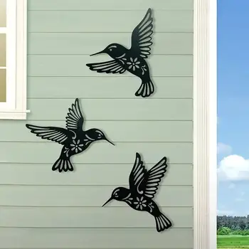 New Iron Bird Metal Hummingbird Wall Art Decoration Home Garden Decoration Hollow Sculpture Wall Statue Ornament Yard Lawn Decor 2