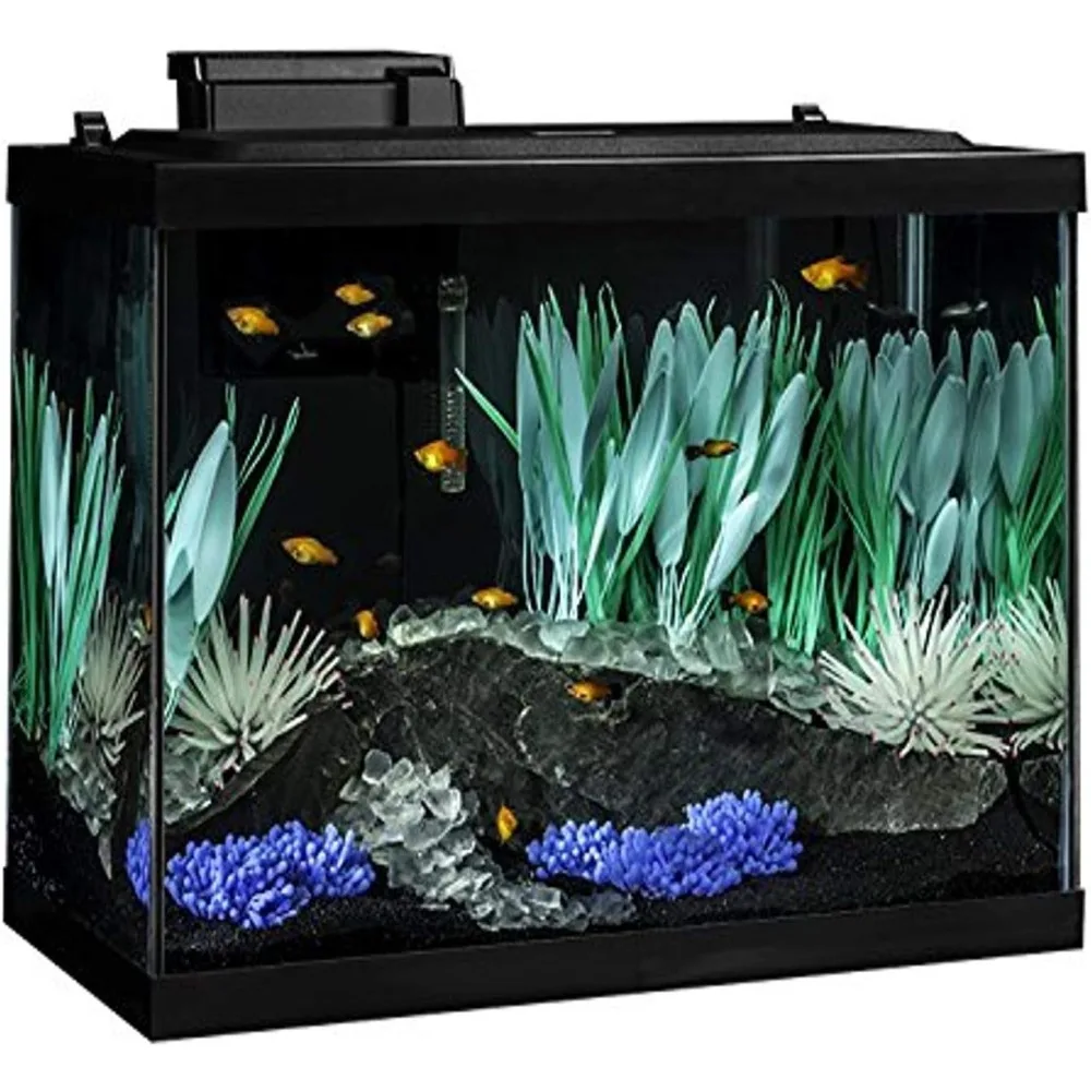 

Includes LED Lighting and Decor Fishbowl Aquarium 20 Gallon Fish Tank Kit Aquatic Pet Supplies Products Home Garden