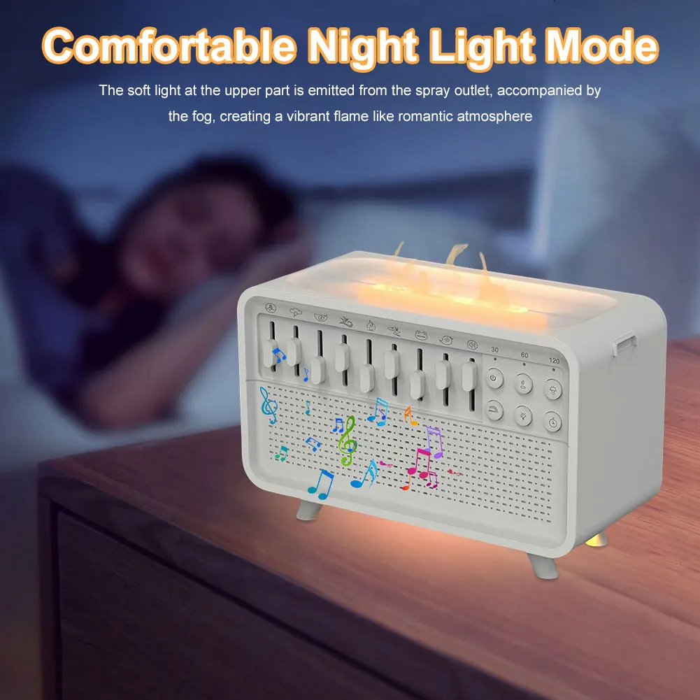 Portable White Noise Machine Diffuser, Air Aroma Diffuser Humidifier with 8 White Noise Adjustable, Soft Night Light for Peaceful Sleep, Sound Box