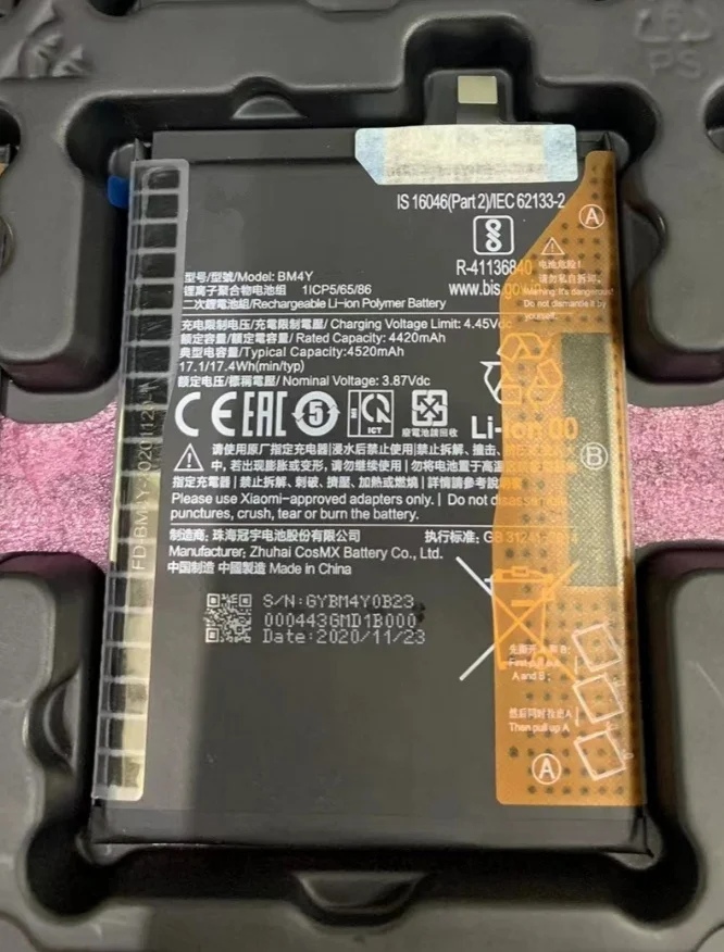 Batteria Ricambio Per Xiaomi Redmi K40 / K40 Pro / Poco F3 - 4520mAh, Kit Con 10 Strumenti E Adesivi