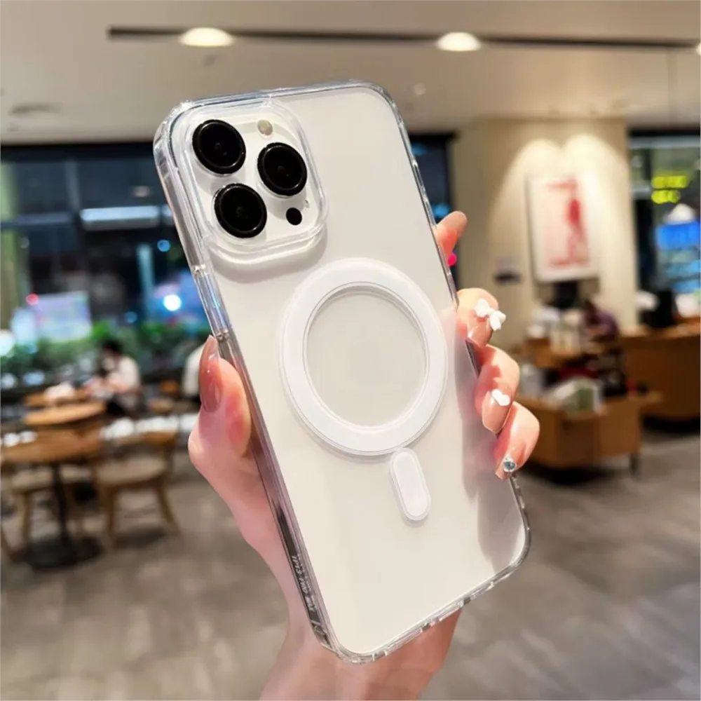 Magnetic Original Clear Case For iPhone 17 16 15 14 Plus 13 12 mini 11 Pro Max 16E 17E Funda For Magsafe Transparent Cover 4