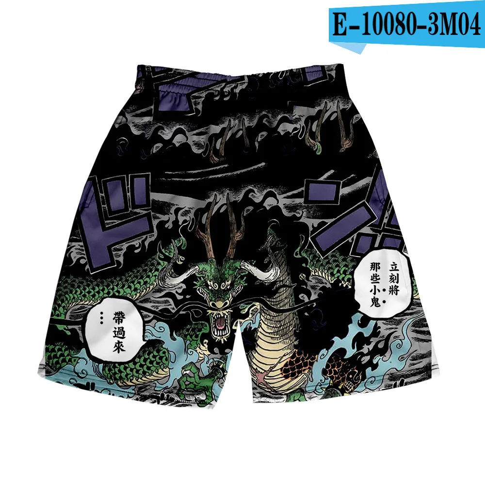 Pantalones cortos con estampado digital 3D de anime ONE Piece Monkey D Luffy Roronoa Zoro Ace Edward Newgate Kaidou, pantalones cortos casuales holgados para playa