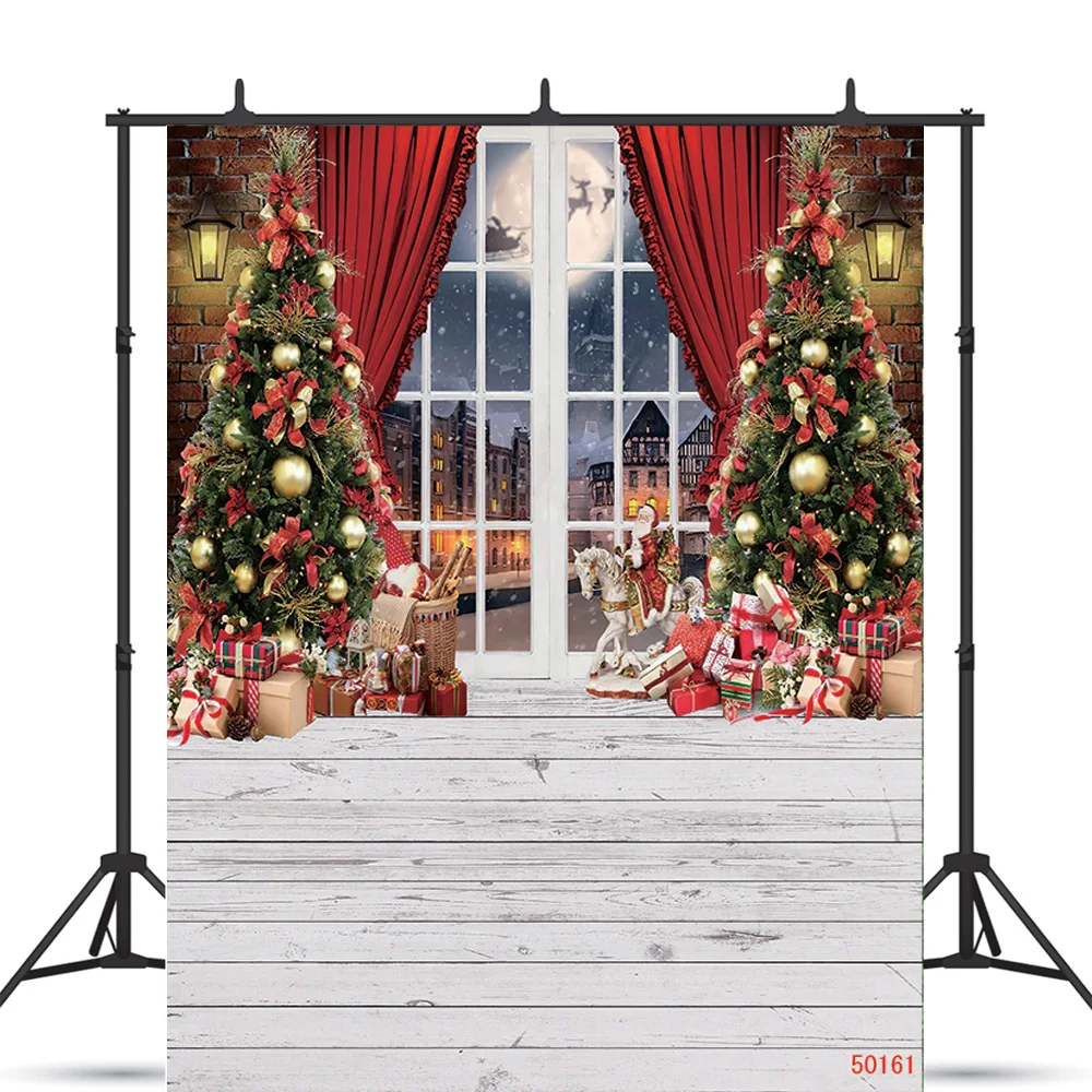 

SHENGYONGBAO Art Fabric Christmas Theme Photography Background Props Pine Tree Family Festival Backdrops For Photo Studio ZM-11