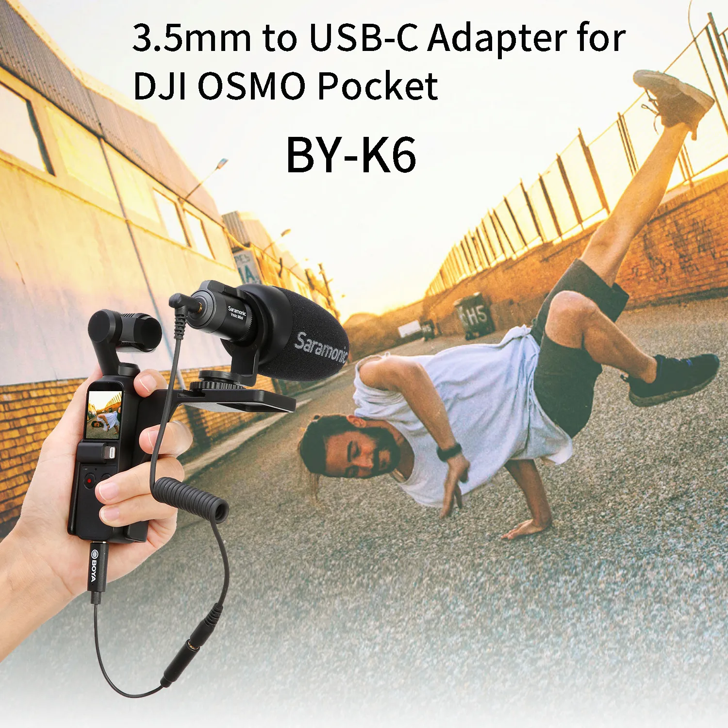 Wireless Microphone Audio Adapter Cable BOYA BY-K1-K9 Professional Extension for iPhone Xiaomi DJI OSMO&trade; ACTION DSLR