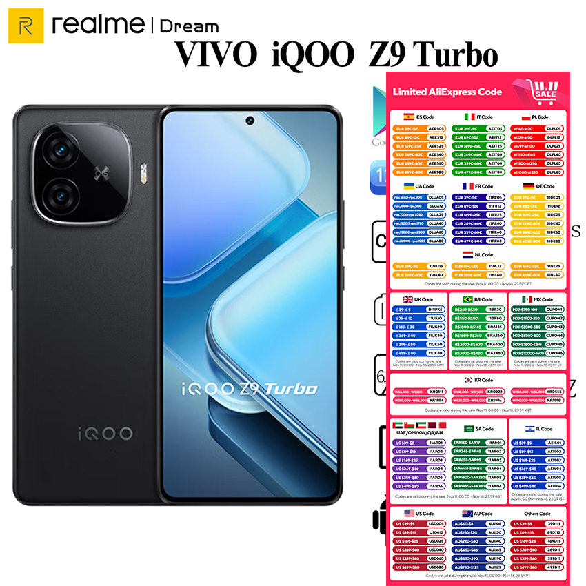 New VIVO IQOO Z9 Turbo Snapdragon 8s Gen 3 6.78Inch AMOLED 144Hz 50MP Rear Camera OIS 6000mAh 80W SuperVOOC NFC OTA Update
