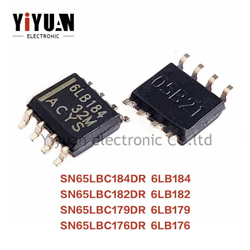 

10PCS Brand New Original SN65LBC184DR 6LB184 SN65LBC182DR 6LB182 SN65LBC179DR 6LB179 SN65LBC176DR 6LB176 SOP8 Transceiver chip