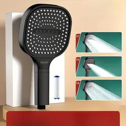 High - Pressure Water - Saving Handheld Shower Head with Filter & Massage Function (Black Shower)
