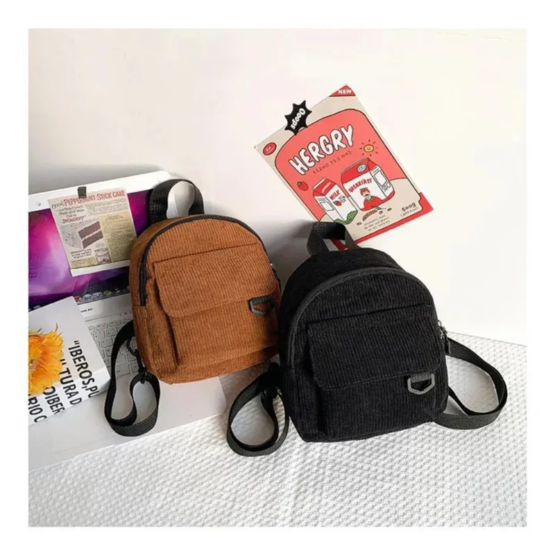 Mini Corduroy Backpack Ins Popular Cute Student Makeup Commuting Bag