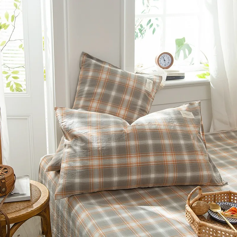 

NEW 1PC 100% Cotton Lattice Soft Pillow Case Cover 48cmx74cm Pillowcase Decorative Bedding Bedroom Home Use