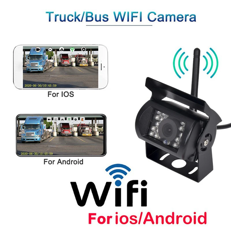 

HD WiFi Waterproof Truck Reversing Camera Wireless Rear View Camera Rreversing Camera 170° Wide Angle Night Vision Bus Truck Cam