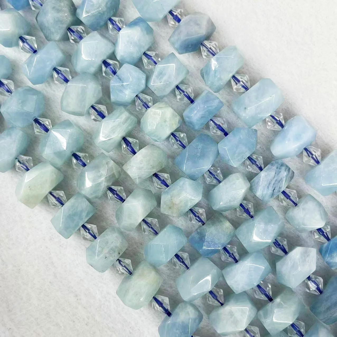 Noble Irregular Natural Aquamarine Beads Stone Top Grade Blue Loose Faceted Aeroides Smooth Spodumene Gem For DIY Jewelry Making