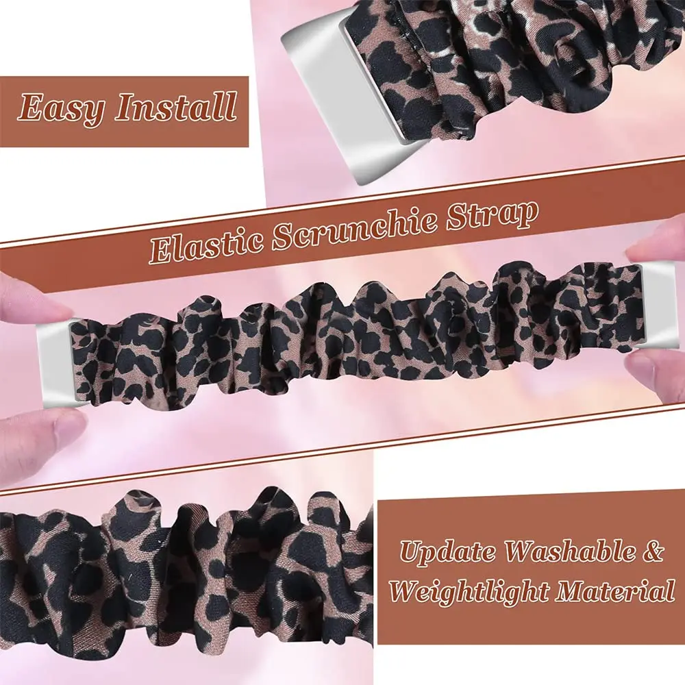 Bracelet Chouchou Élastique Compatible avec Fitbit, Femmes Filles Tissu  Lmprimé Tissu Tissu Motif Souple Bracelet de Remplacement Bracelet de  Montre