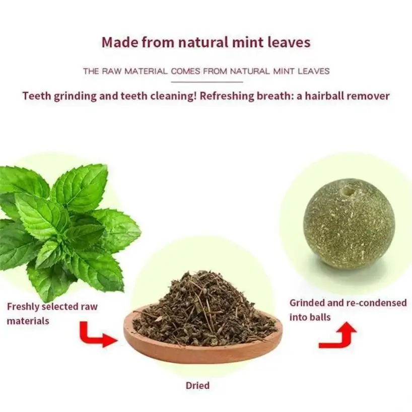 1 Pcs Natural Catnip Cat Wall Stick-on Ball Treats Healthy Natural Removes Hair Balls To Promote Digestion Pet Cat Grass Snacks