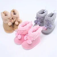 Winter Baby Boots Pompom Plus Velvet Snow Booties Baby Shoes Warm baby Girl Shoes Soft Sole Indoor Walking Shoe 3