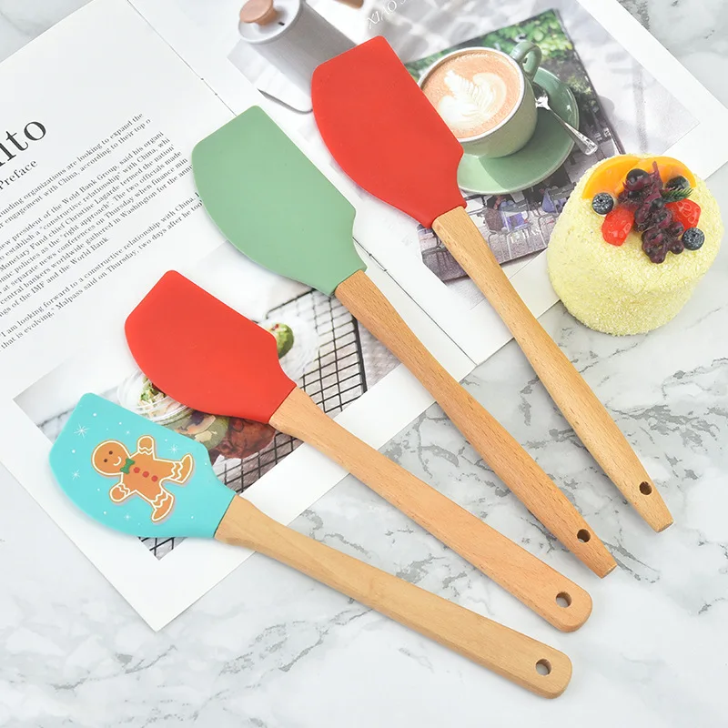 

Wooden Handle Silicone Cake Spatula Cream Butter Batter Scraper Removable Pies Pastry Baking Blenders Kitchen Food Cooking Tools