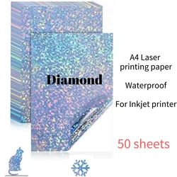 Premium Waterproof Glossy Sticker Paper - Self-Adhesive A4 Sheets (Diamond 50pcs)