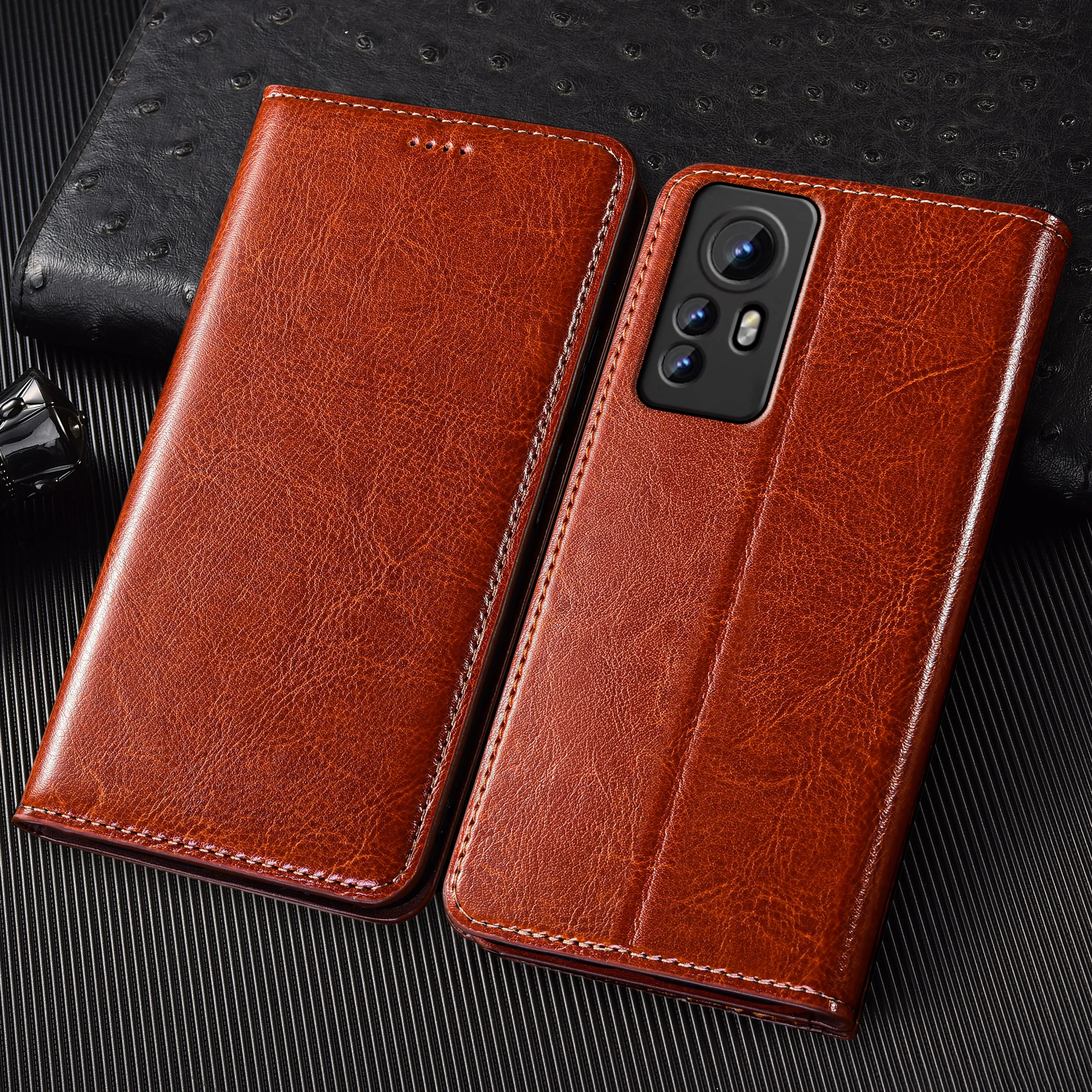 Crazy Horse Genuine Leather Flip Cover Case