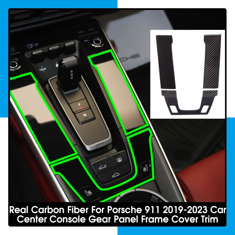 

Real Carbon Fiber For Porsche 911 2019-2023 Car Center Console Gear Panel Frame Cover Trim Stickers Auto Styling Accessories